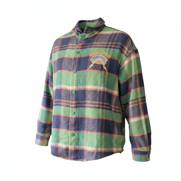 jhyq Other - JHYQ Green & Navy Plaid Button-Front Men's Shirt Jacket SZ LARGE